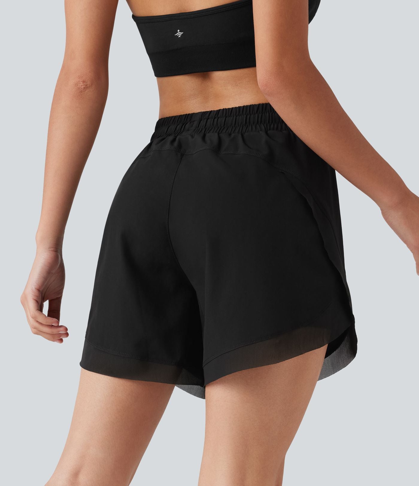 Short de running 2-en-1 taille mi-haute 12,5 cm avec cordon, ourlet incurvé, mesh contrasté et poches