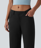 Pantalon décontracté DayStretch taille basse asymétrique coupe droite avec poches