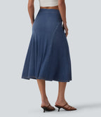 Halara Flex™ Jupe midi sirène drapée en denim lyocell délavé taille haute