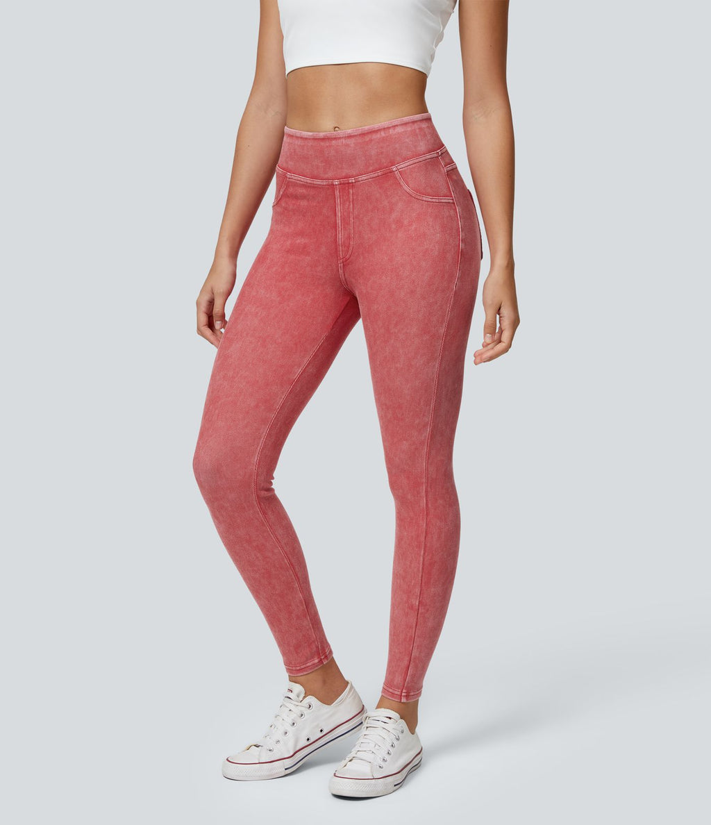 Halara Flex™ Jegging Casual Tricot Extensible Coloré Taille Haute Poches Arrière Latérales