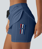 Softlyzero™ QuickDry Jupe de golf courte deux-en-un à taille haute avec poches latérales, ourlet arrondi, cordon de serrage - Poche pour tee de golf