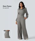 Combinaison jambes larges demi-zip manches longues avec poches - Édition Easy Peasy