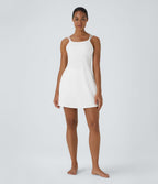 Robe de sport danse 2-pièces SoftlyZero™ Plush double bretelles caraco avec poche A-D