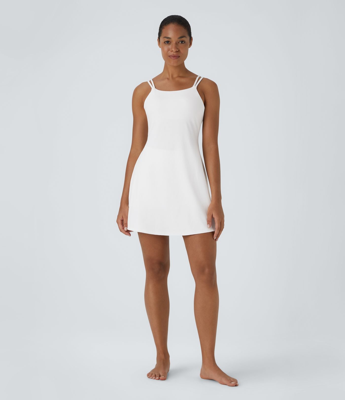 Robe de sport danse 2-pièces SoftlyZero™ Plush double bretelles caraco avec poche A-D