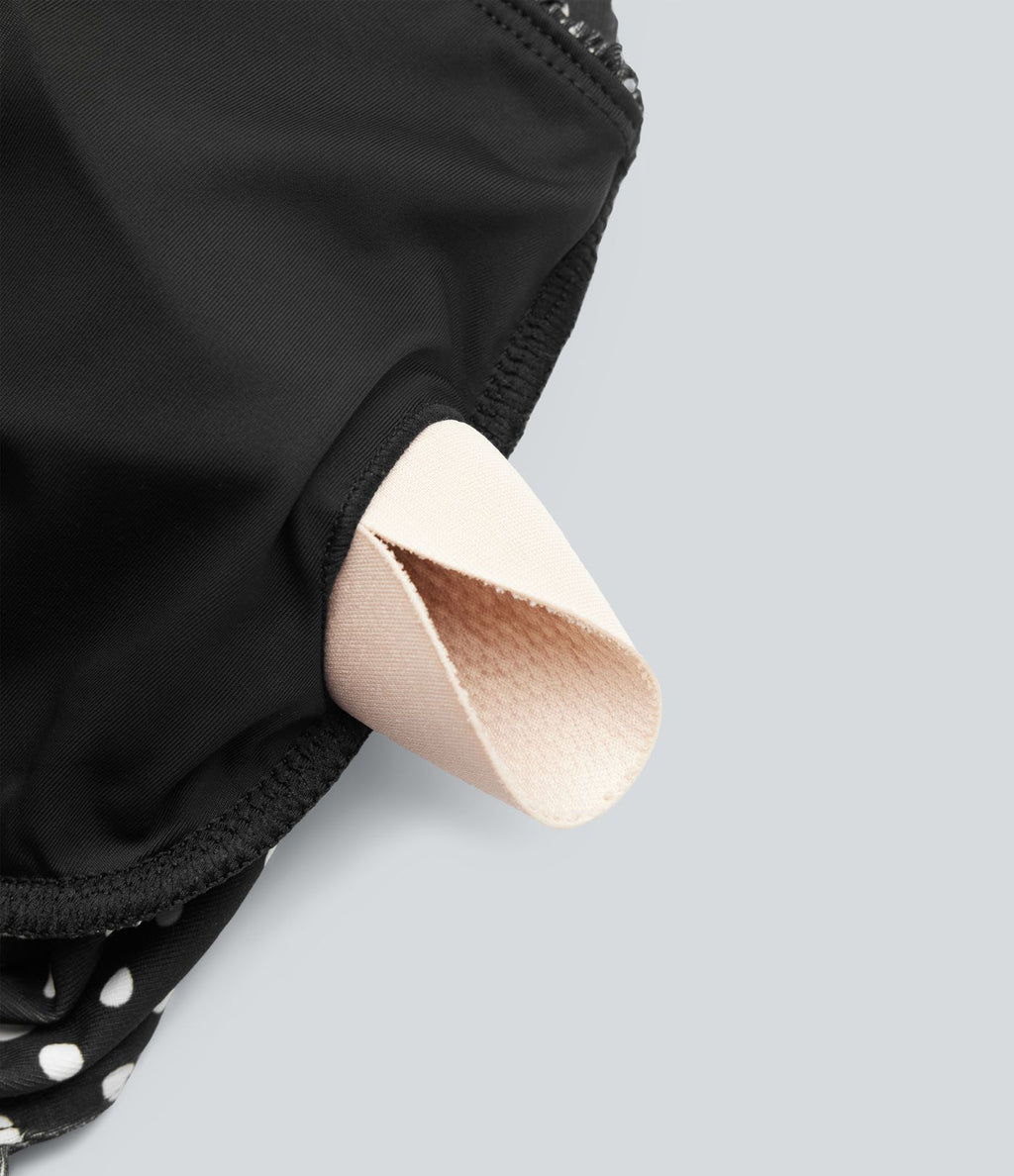 Robe midi fluide à pois à bretelles croisées dos nu col carré sans manches froncée avec soutien-gorge intégré