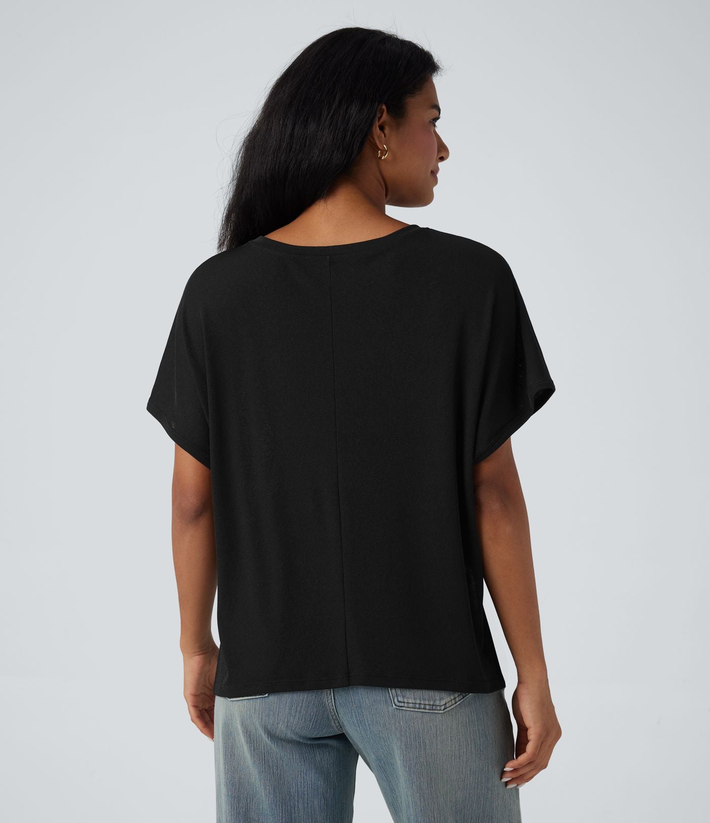 T-shirt col rond manches chauve-souris coupe décontractée
