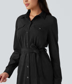 Robe courte col tailleur manches longues