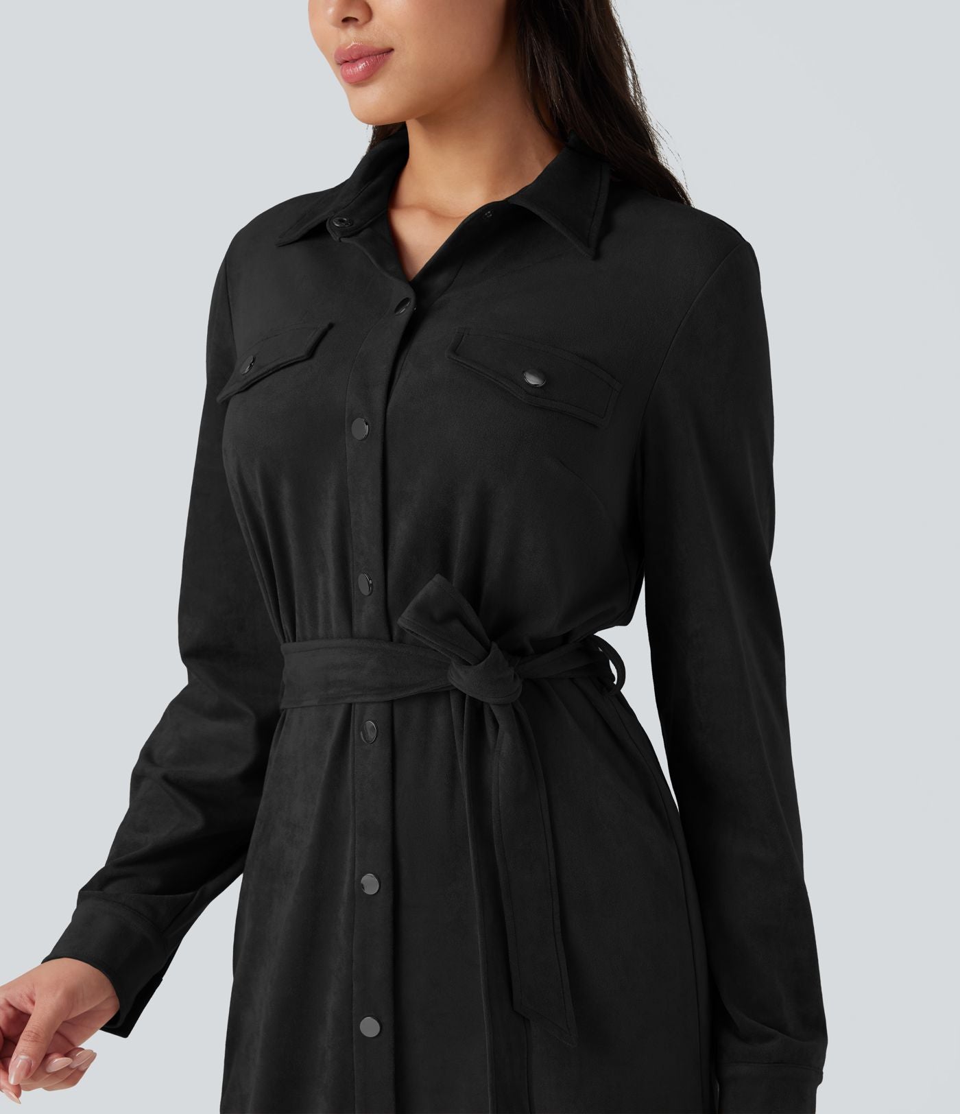 Robe courte col tailleur manches longues