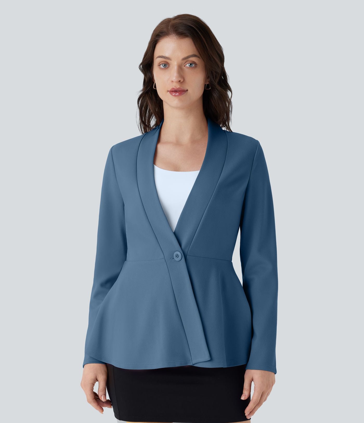 Veste péplum de travail col en V avec un bouton