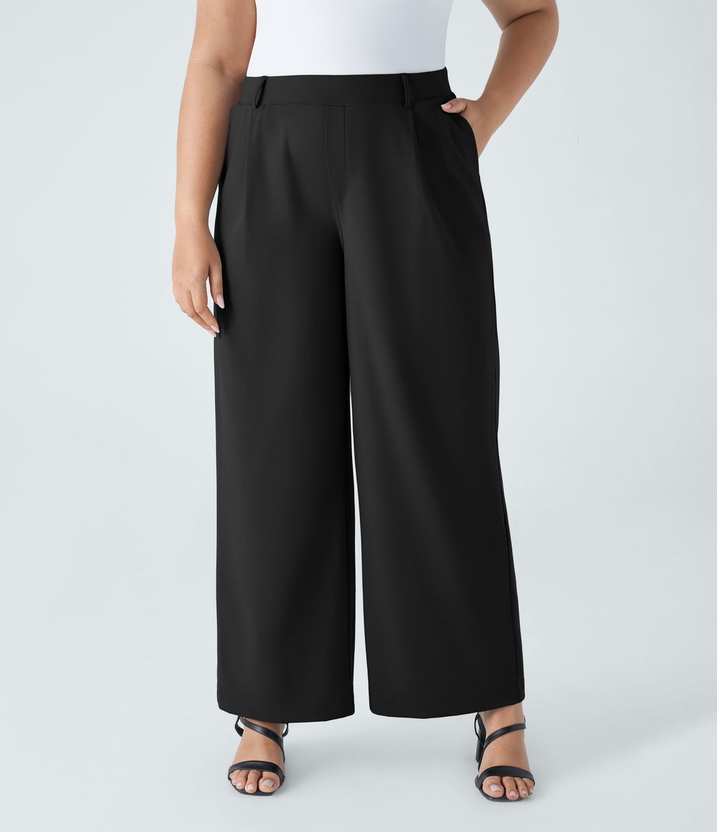 Pantalon de travail grande taille coupe droite taille haute Halara Flex™ DayStretch avec poches