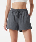 Short de sport, taille haute, cordon de serrage, séchage rapide, 7,5 cm, à poches