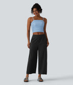 Pantalon barrel casual coupe tonneau taille mi-haute avec poches
