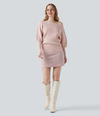 Pull cape décontracté asymétrique une épaule à manches longues avec passants pouces