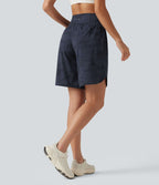 Short de running Halara UltraSculpt™ gainant taille haute imprimé camouflage avec ourlet arrondi et poche - 23 cm