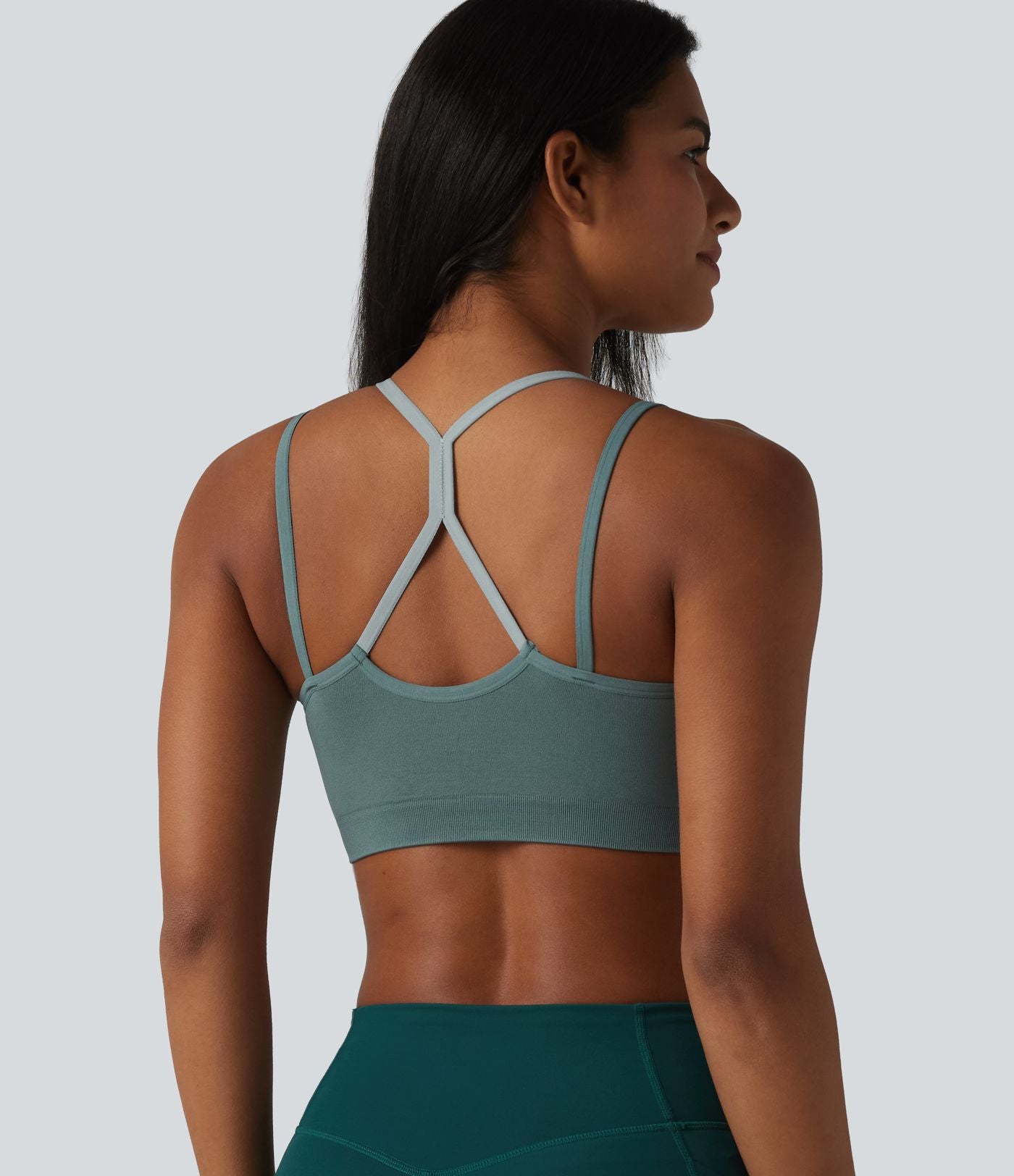 OneForm Seamless Flow Brassière de sport yoga sans couture 2 en 1 color block maintien léger avec soutien-gorge intégré