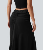 Jupe de soirée maxi taille mi-haute froncée coupe sirène