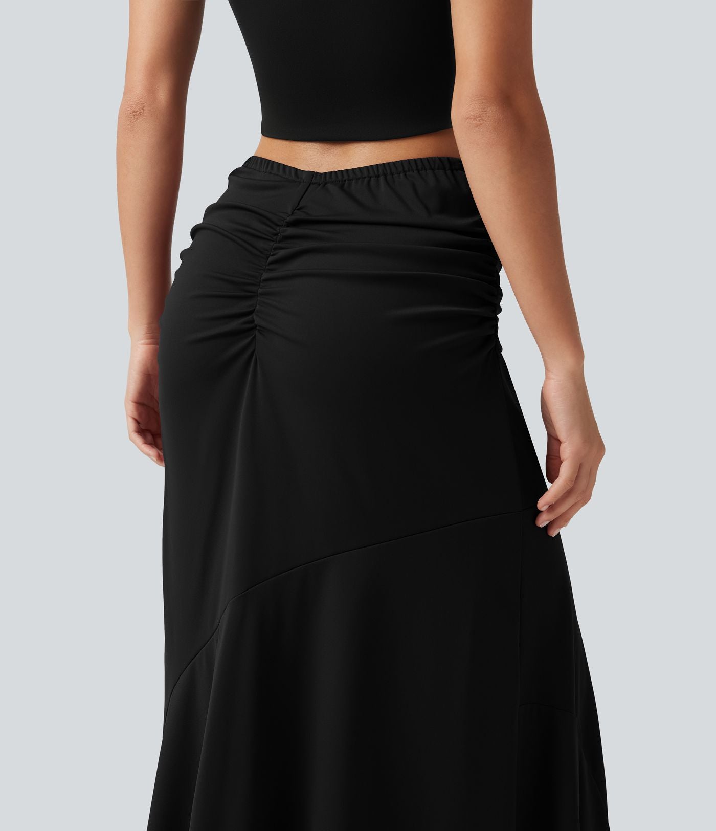 Jupe de soirée maxi taille mi-haute froncée coupe sirène