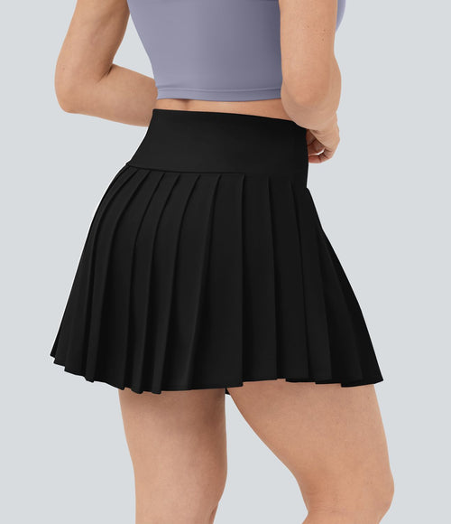 Breezeful™ Jupe Courte Casual Forme A 2 en 1 à Taille Haute avec Poches Latérales Plis et Séchage Rapide