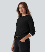 Pull décontracté col rond manches longues