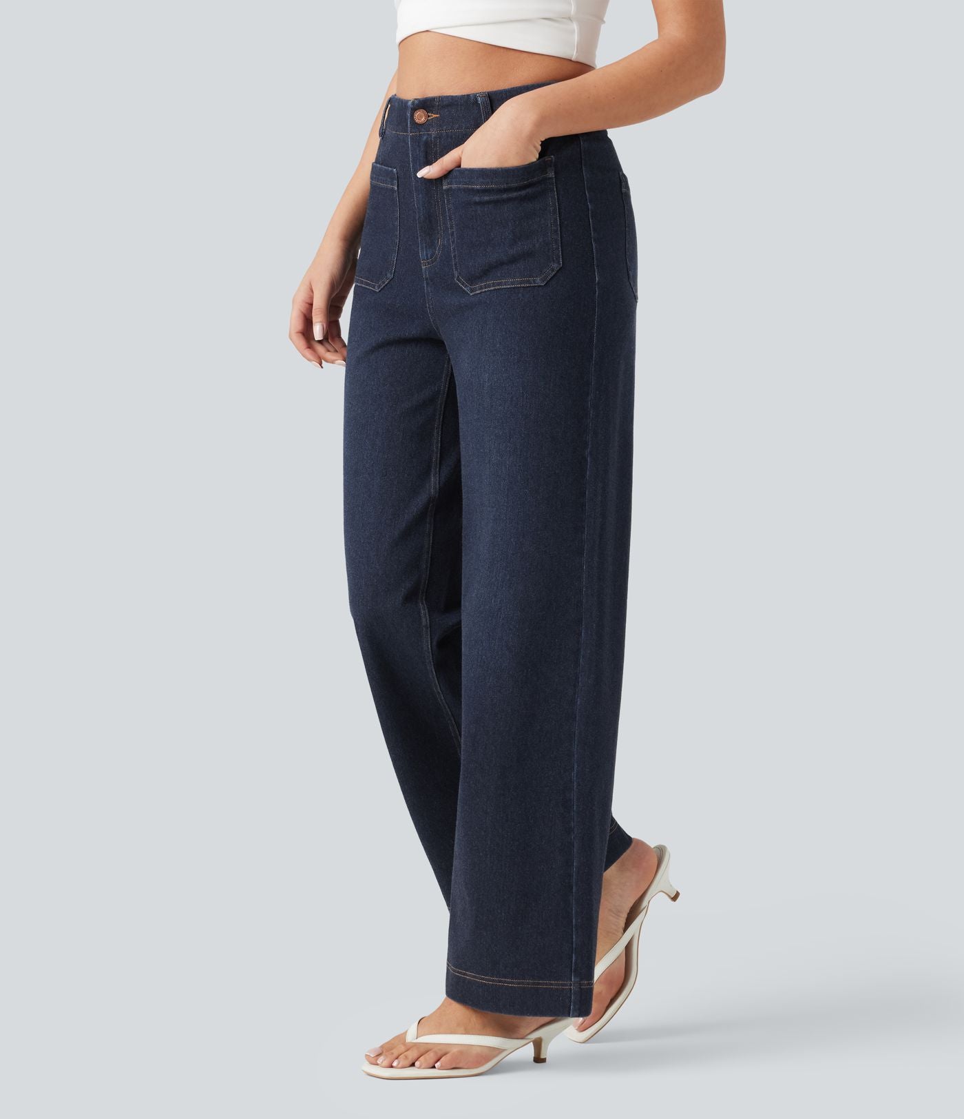 Jean décontracté taille haute à jambes droites Halara Flex™ avec poches