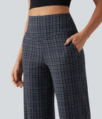Pantalon de yoga droit Halara UltraSculpt™ taille haute gainant à motif tartan avec poches