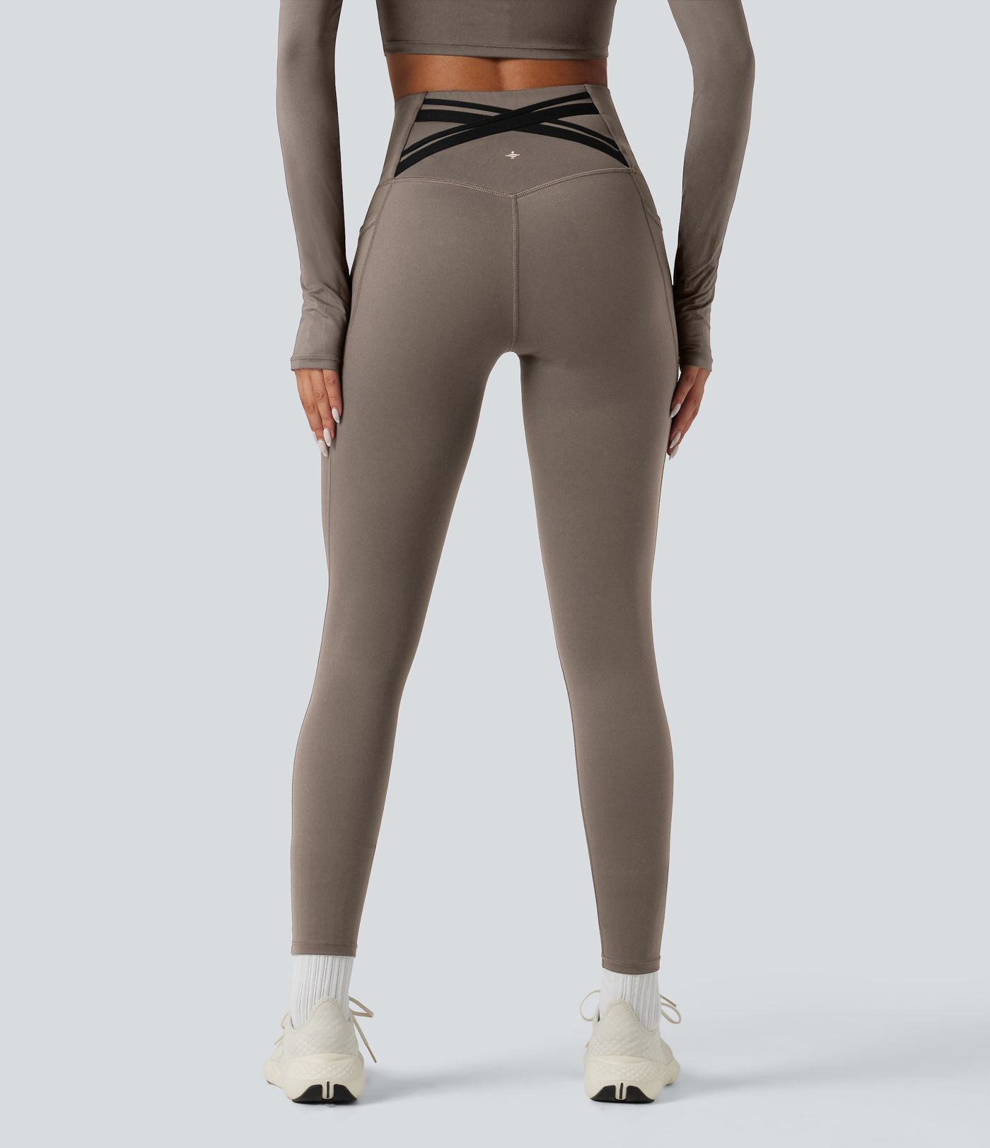 Legging running polaire thermique gainant croisé dos taille haute Halara UltraSculpt™ Heat avec poches