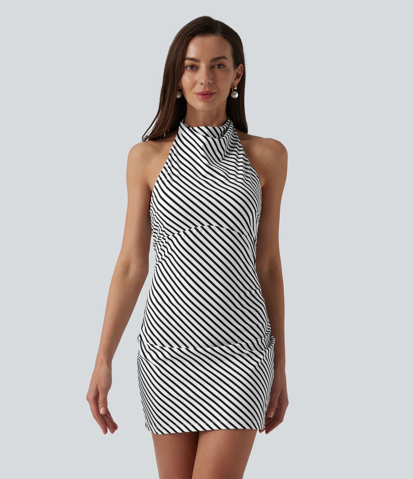 Robe micro mini moulante col américain imprimé léopard