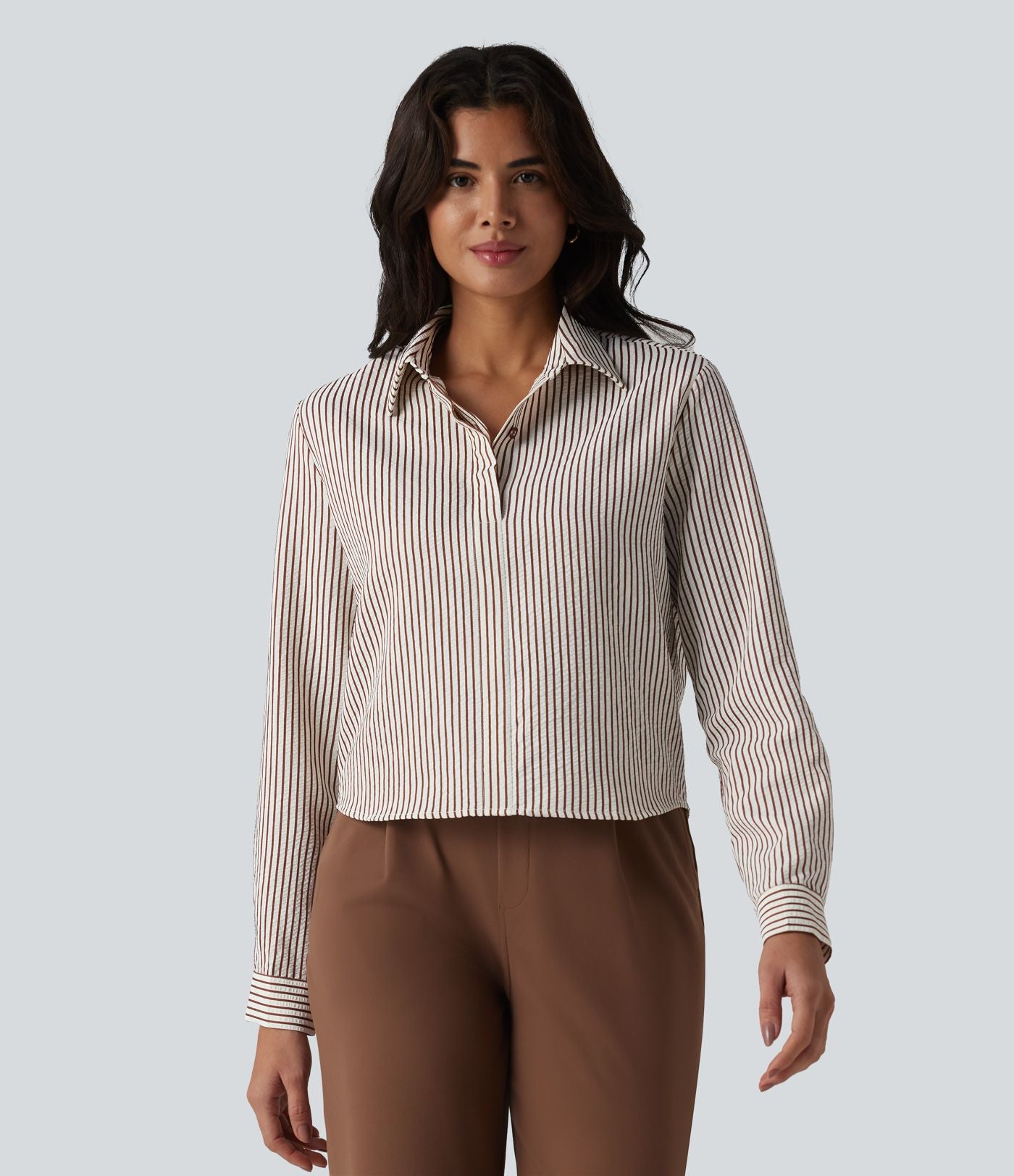Chemise tailleur à rayures manches longues