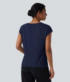 T-shirt casual col V manches courtes
