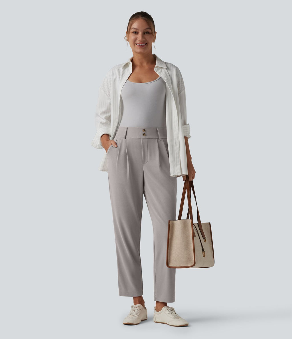 Halara Flex™ Pantalon tailleur fuselé taille haute en tissu gaufré avec poches