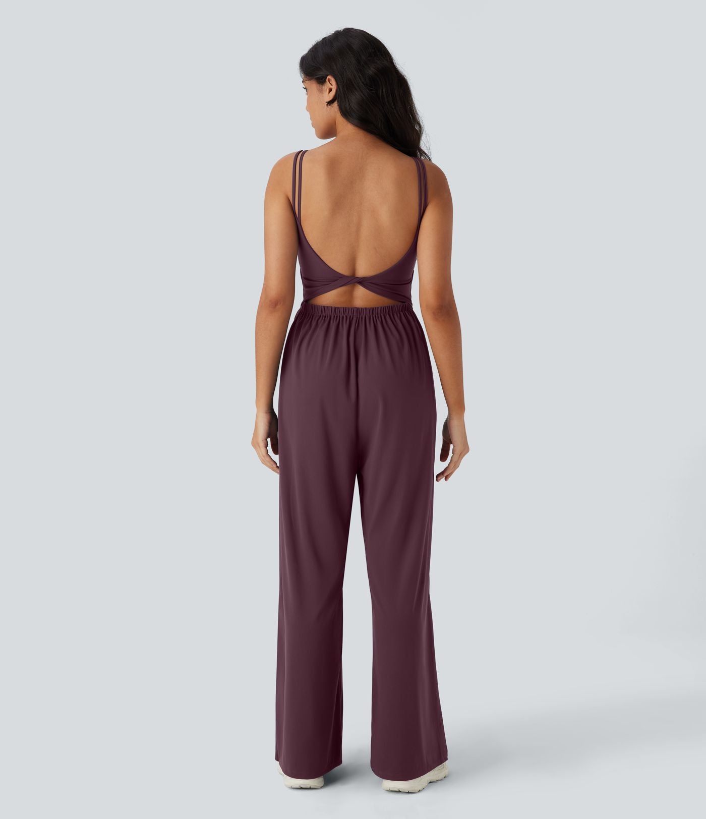 Combinaison de yoga Softlyzero™ Airy à doubles bretelles, dos nu, avec effet torsadé et poches latérales Cool Touch - Édition Easy Peasy