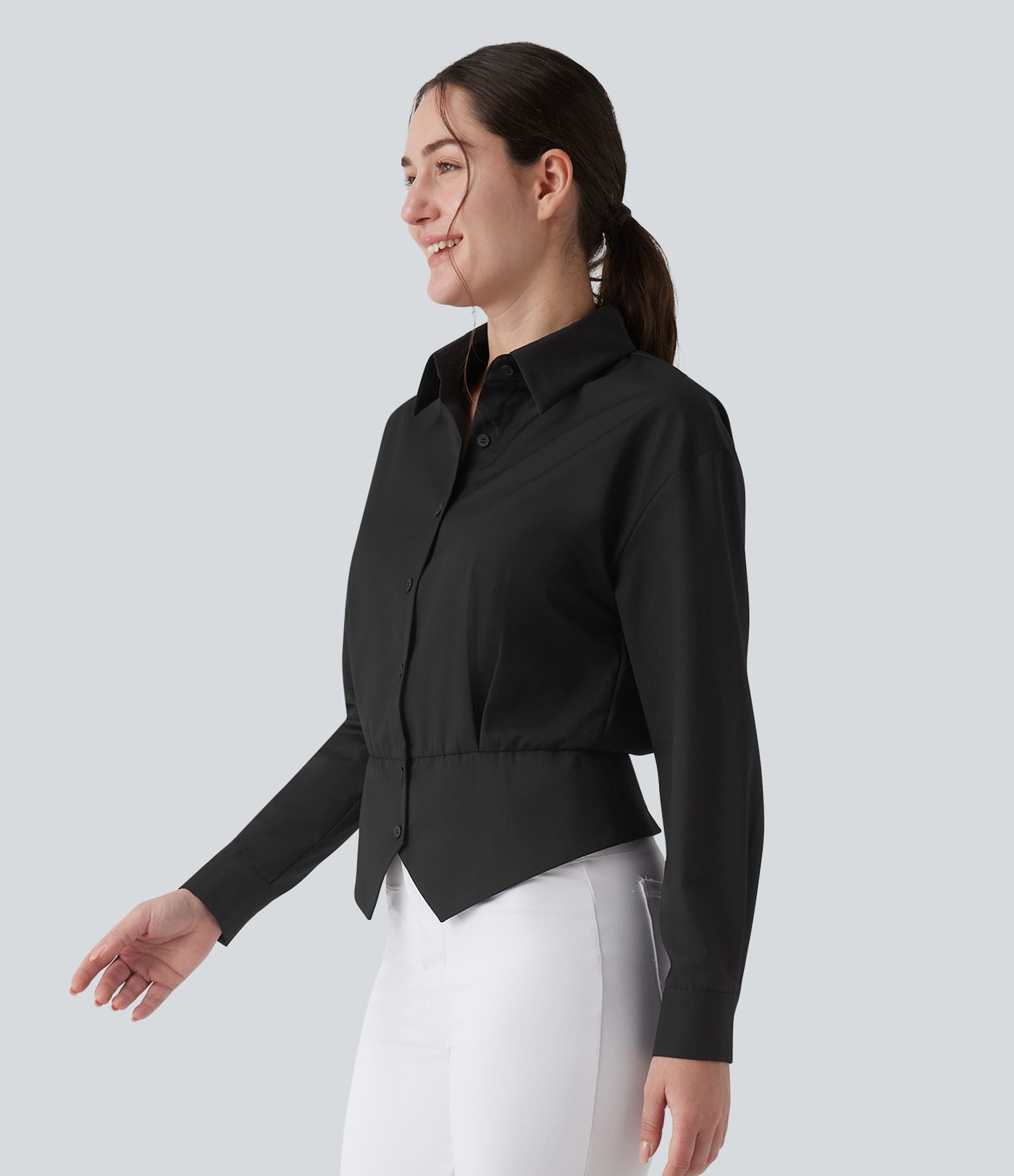 Chemise tailleur col manches longues taille cintrée ajustable