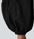 Jogging cargo décontracté parachute taille moyenne à cordon avec poches latérales et fronces
