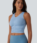 Débardeur crop de yoga OneForm Seamless Flow col V froncé