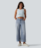 Jean large Halara Flex™ taille mi-haute asymétrique avec ourlet retroussé et poches