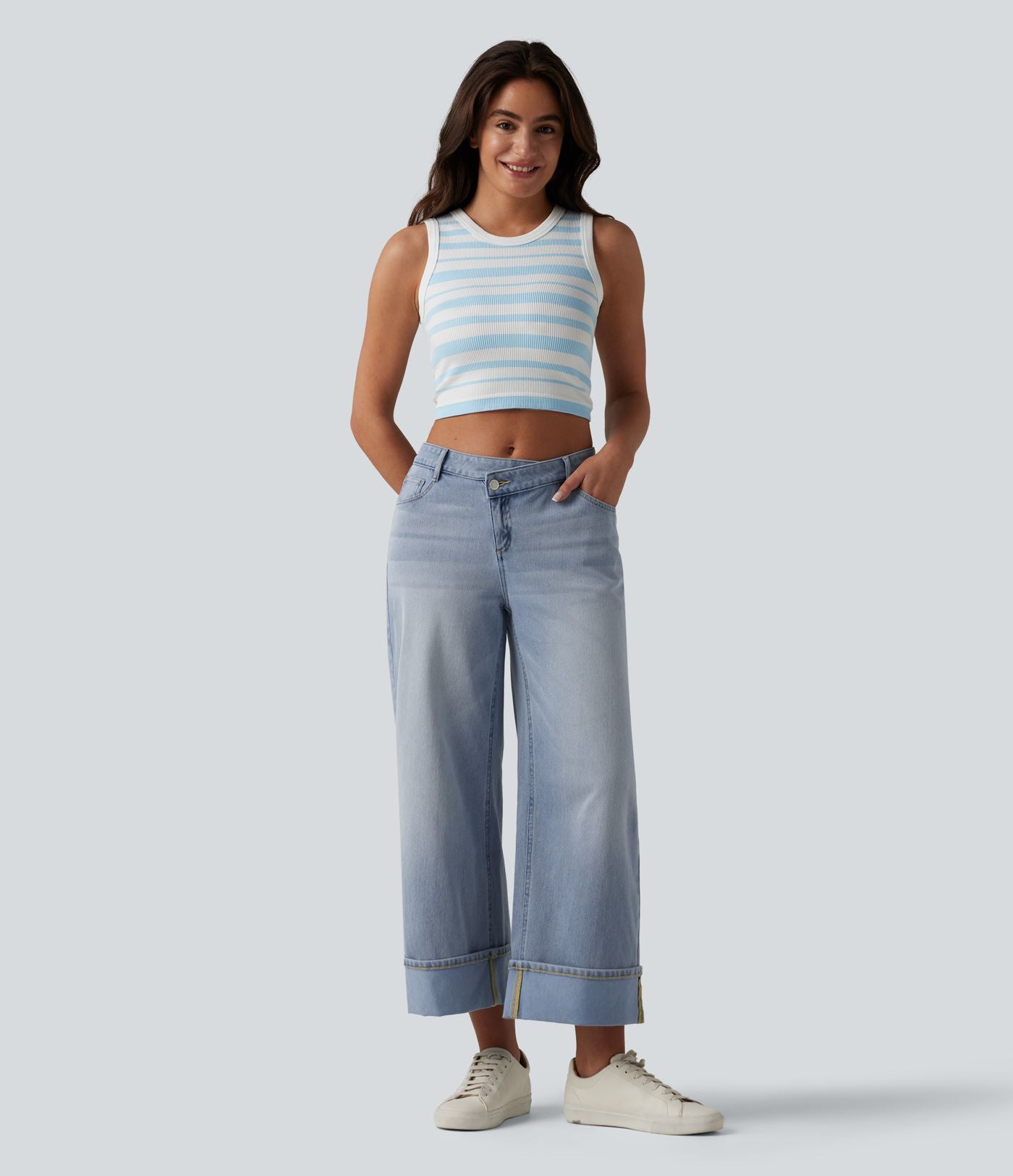 Jean large Halara Flex™ taille mi-haute asymétrique avec ourlet retroussé et poches