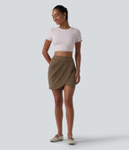 DayStretch Jupe mini casual 2-en-1 bodycon plissée croisée taille haute