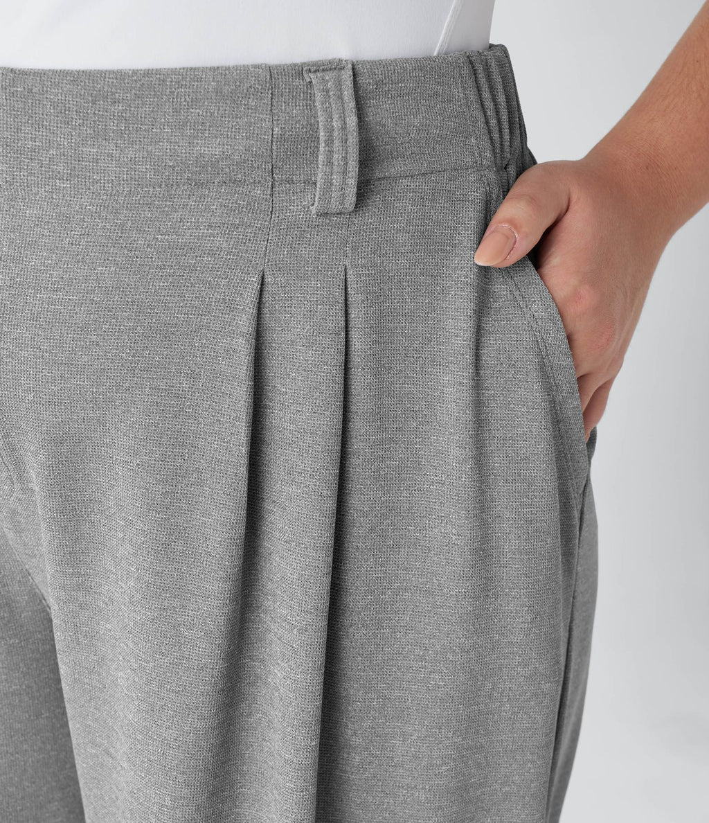 Halara Flex™ Pantalon tailleur Grande taille à Taille Haute, Poches Latérales Plissées, Jambes Larges, en Tissu Gaufré