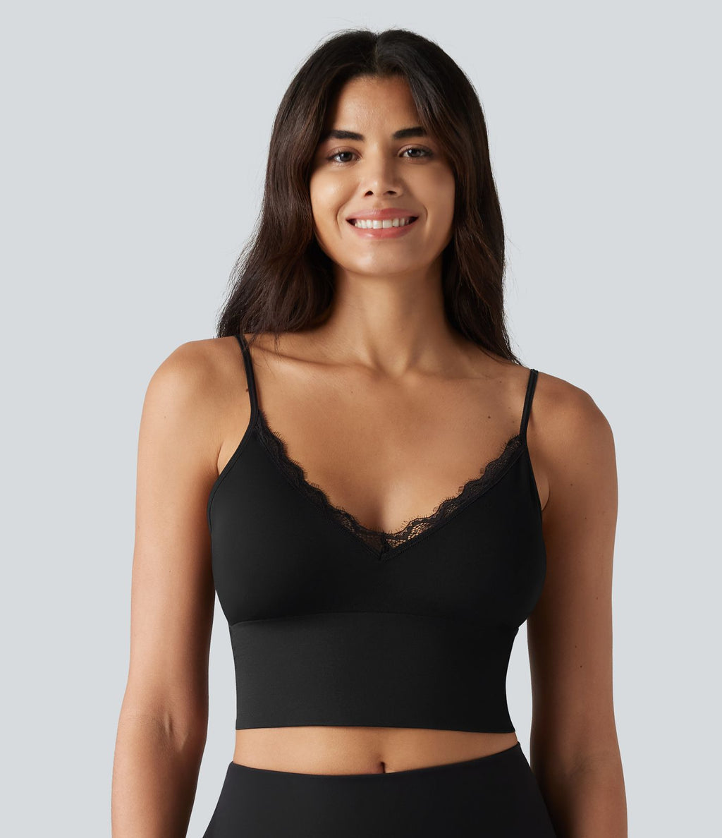 Brassière de sport décontractée OneForm Seamless Flow à maintien léger et dentelle contrastée
