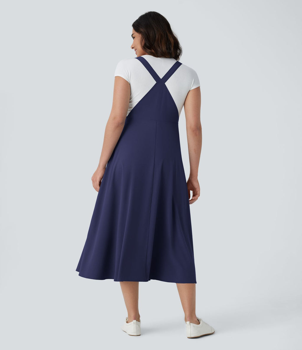 Robe mi-longue décontractée fluide Breezeful™ séchage rapide avec bretelles ajustables, boutons et poches multiples