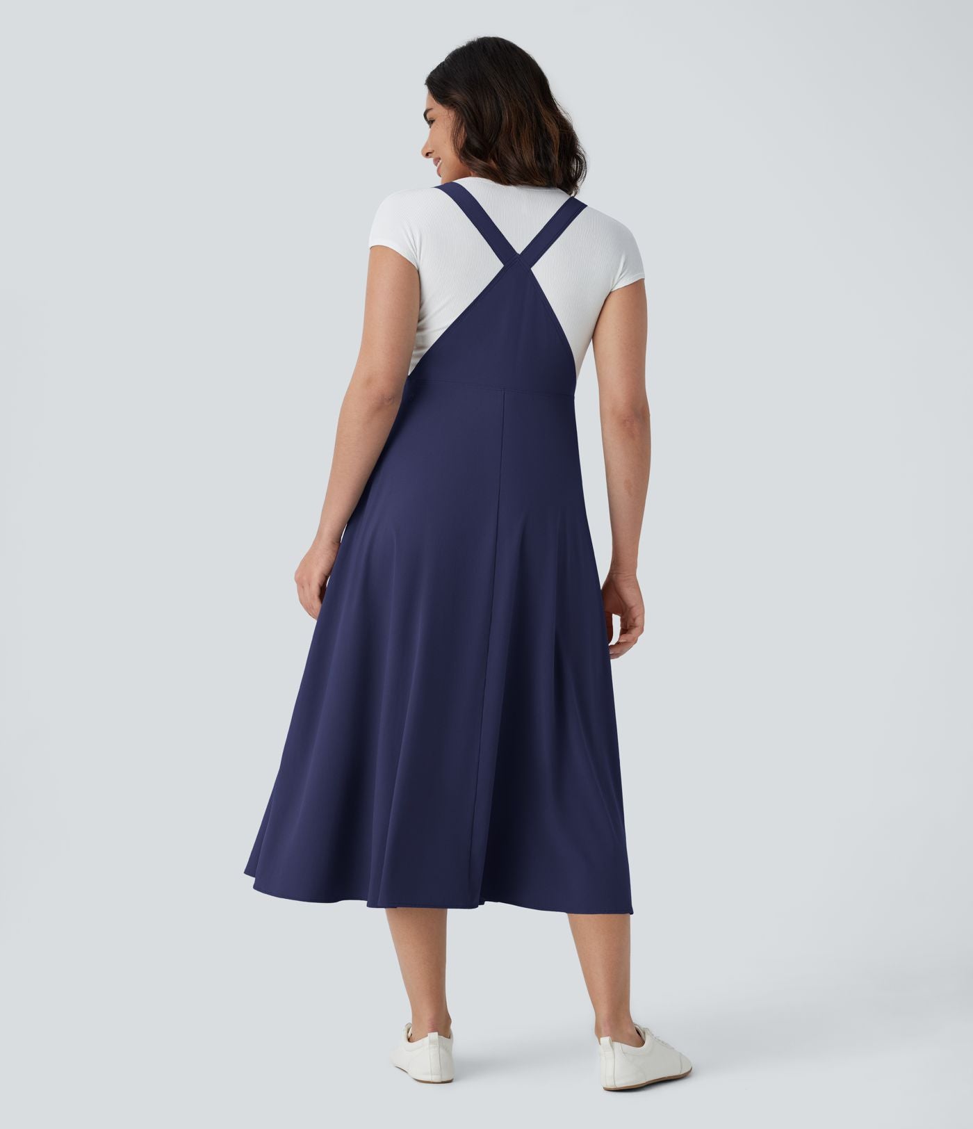 Robe mi-longue décontractée fluide Breezeful™ séchage rapide avec bretelles ajustables, boutons et poches multiples