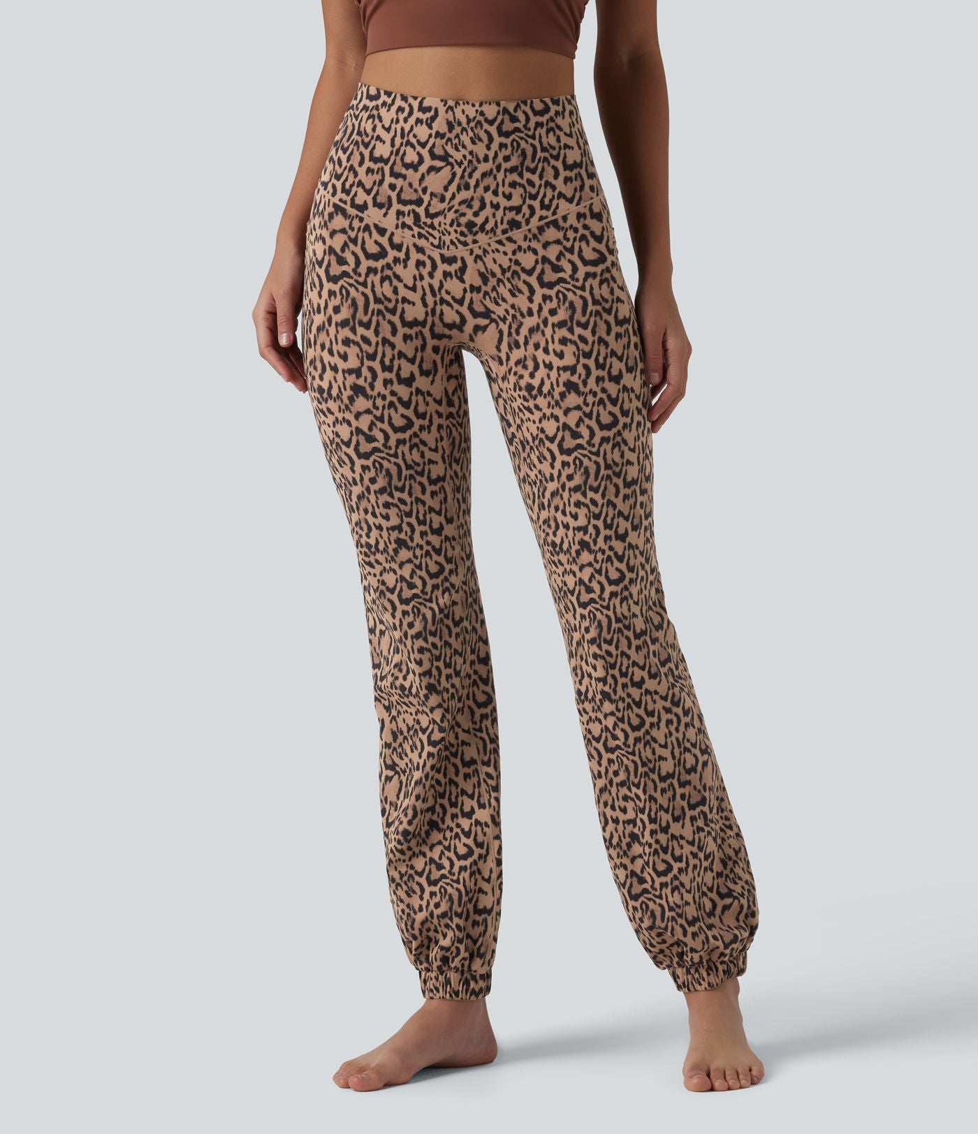 SoftlyZero™ Jogging ballon de danse taille haute imprimé léopard, avec poches – Protection UPF 40+