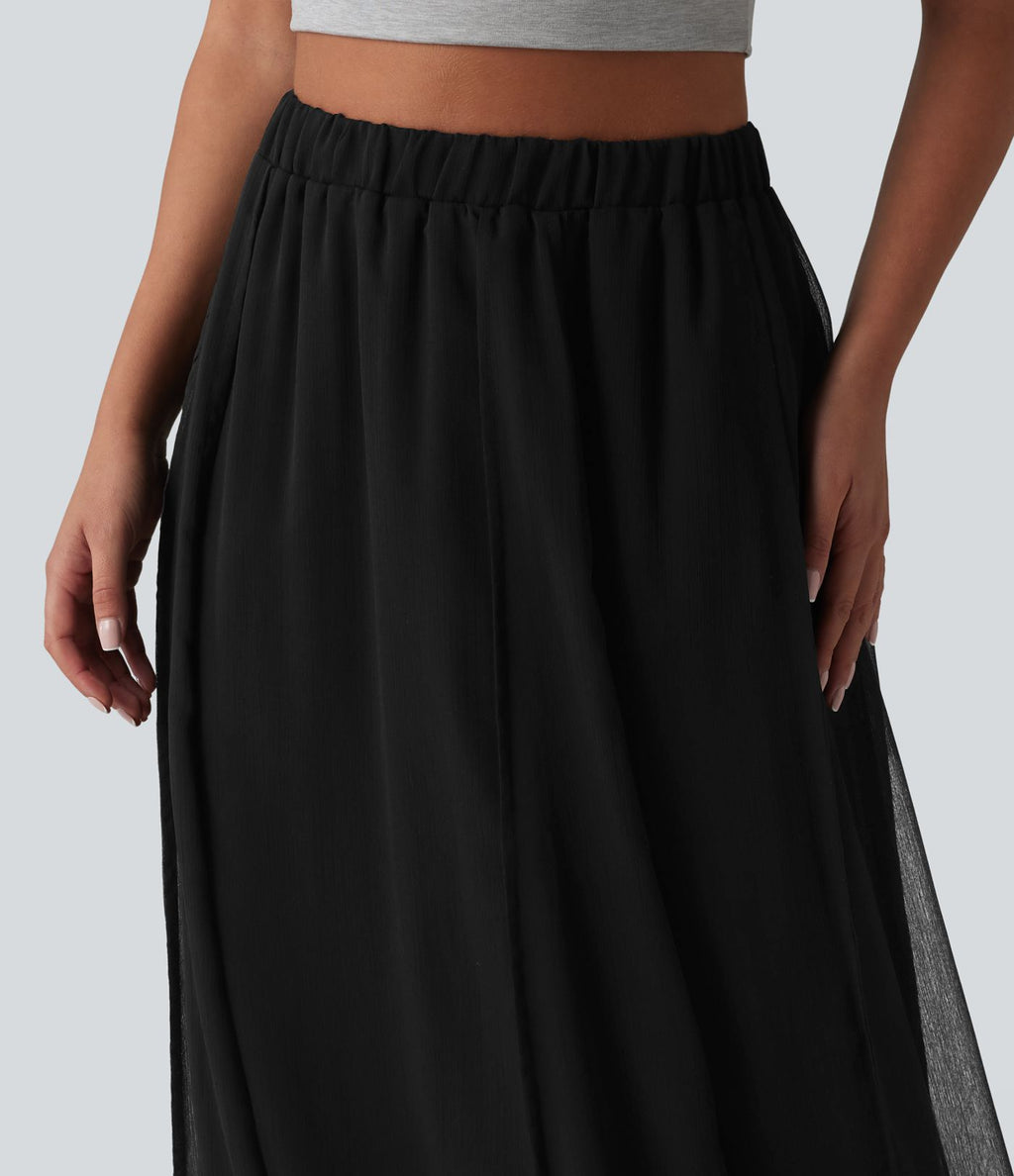 Jupe midi fluide taille haute
