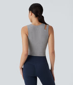 Débardeur de yoga crop top côtelé extensible respectueux de la peau