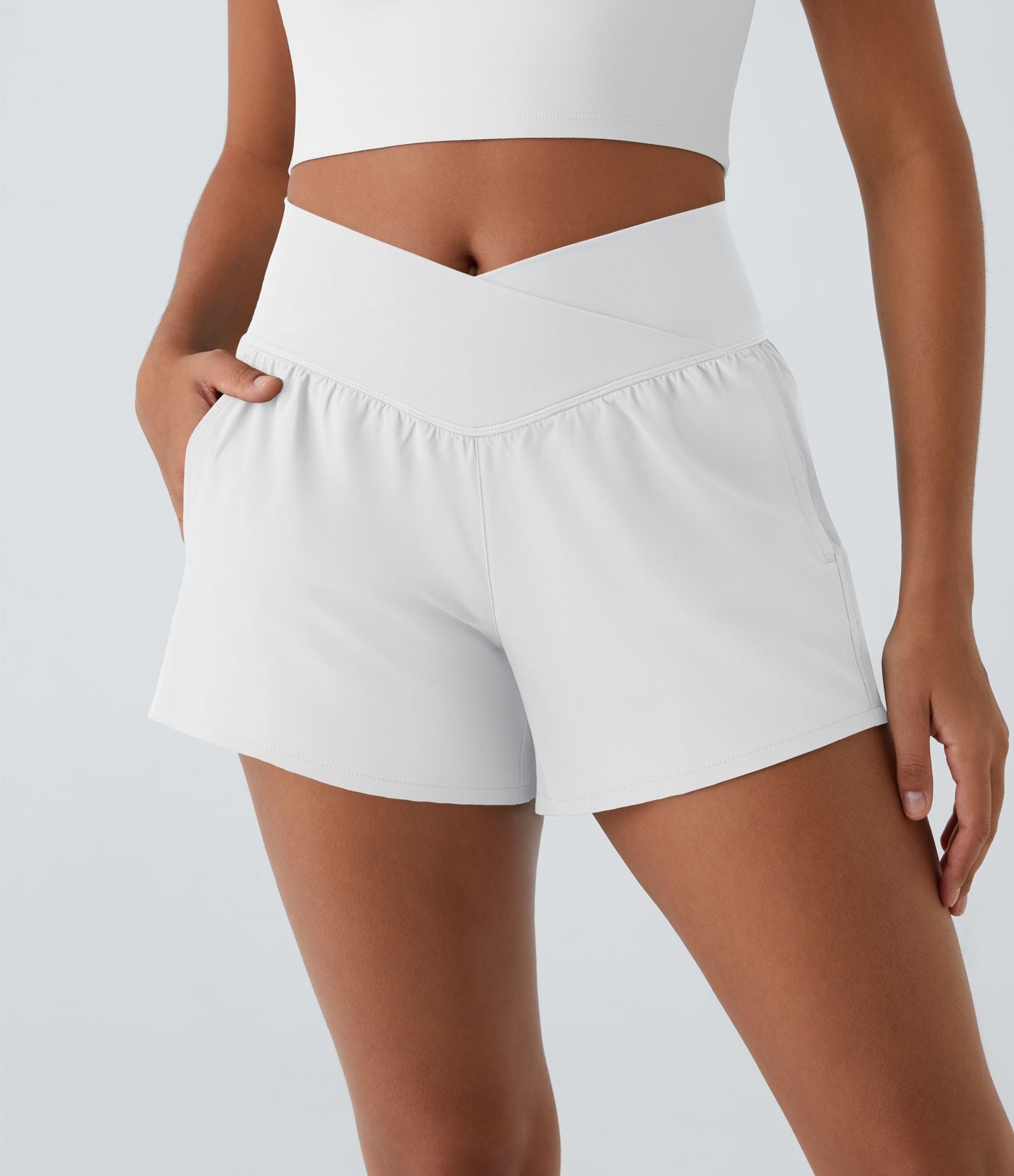 Breezeful™ Shorts 10cm Yoga Séchage Rapide 2 en 1 Taille Haute Poches Latérales Croisées