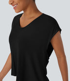 Top de sport running dos nu croisé ourlet asymétrique haut-bas