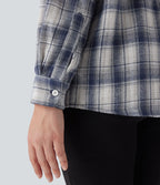Chemise décontractée à motif écossais avec col, manches longues et boutonnage