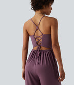 Combinaison décolleté drapé à bretelles croisées avec poches - Édition Easy Peasy