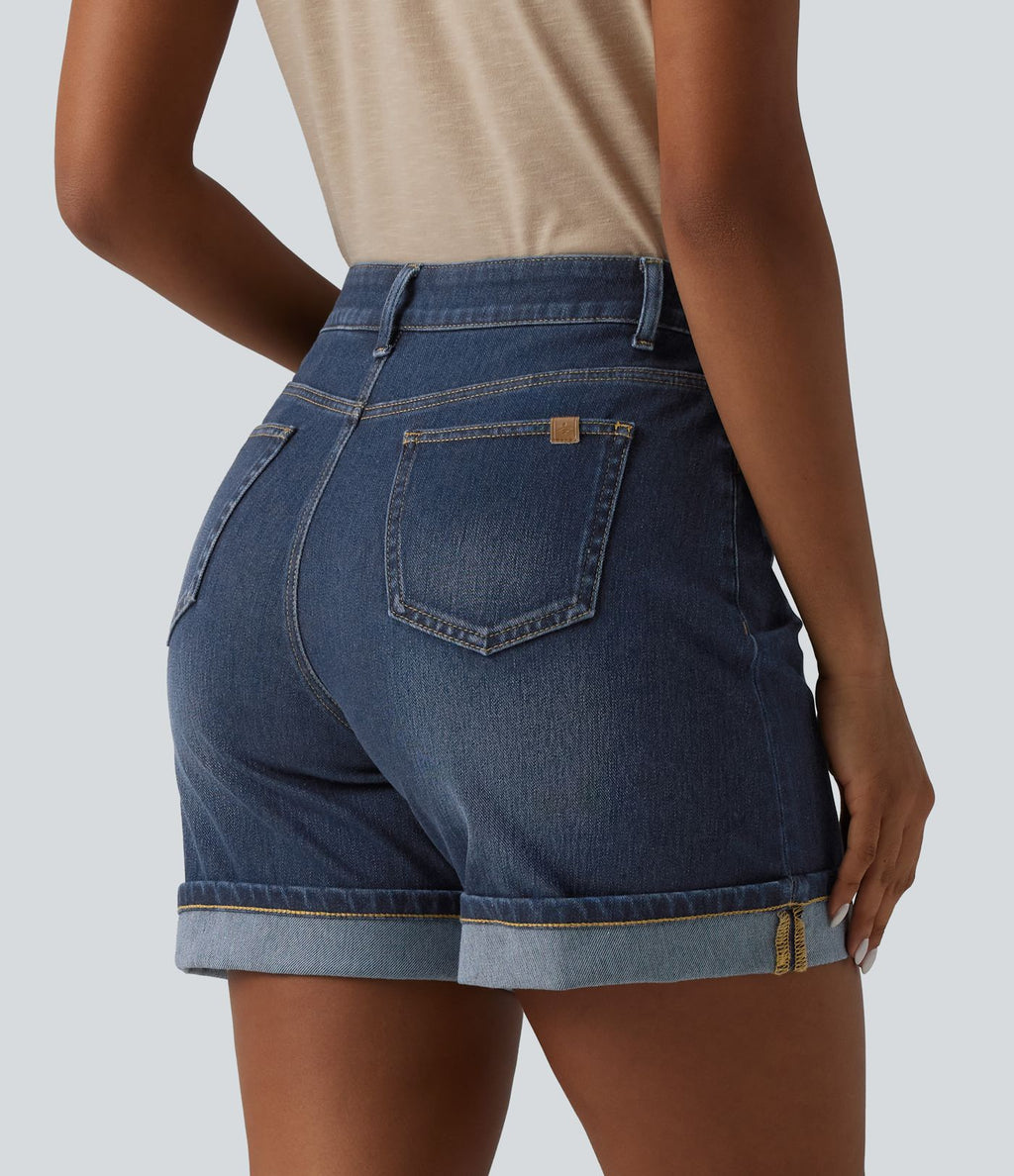 Short en jean Halara Flex™ casual taille haute 15 cm avec poches