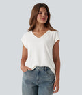 T-shirt casual col V manches courtes